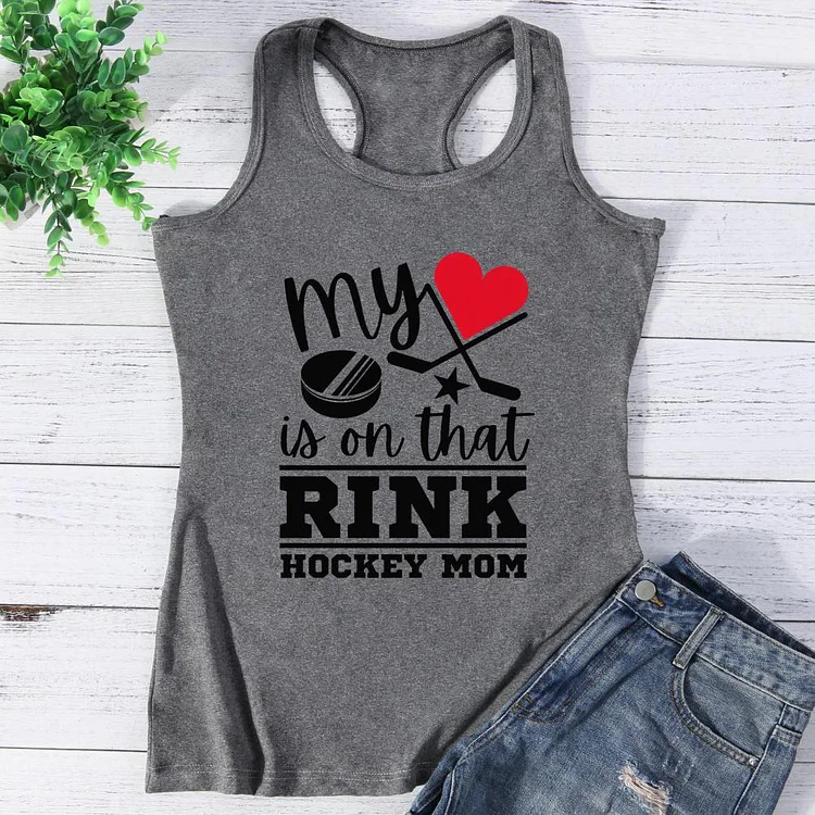 My Heart is on that Rink Hockey Mom Vest Top-Annaletters