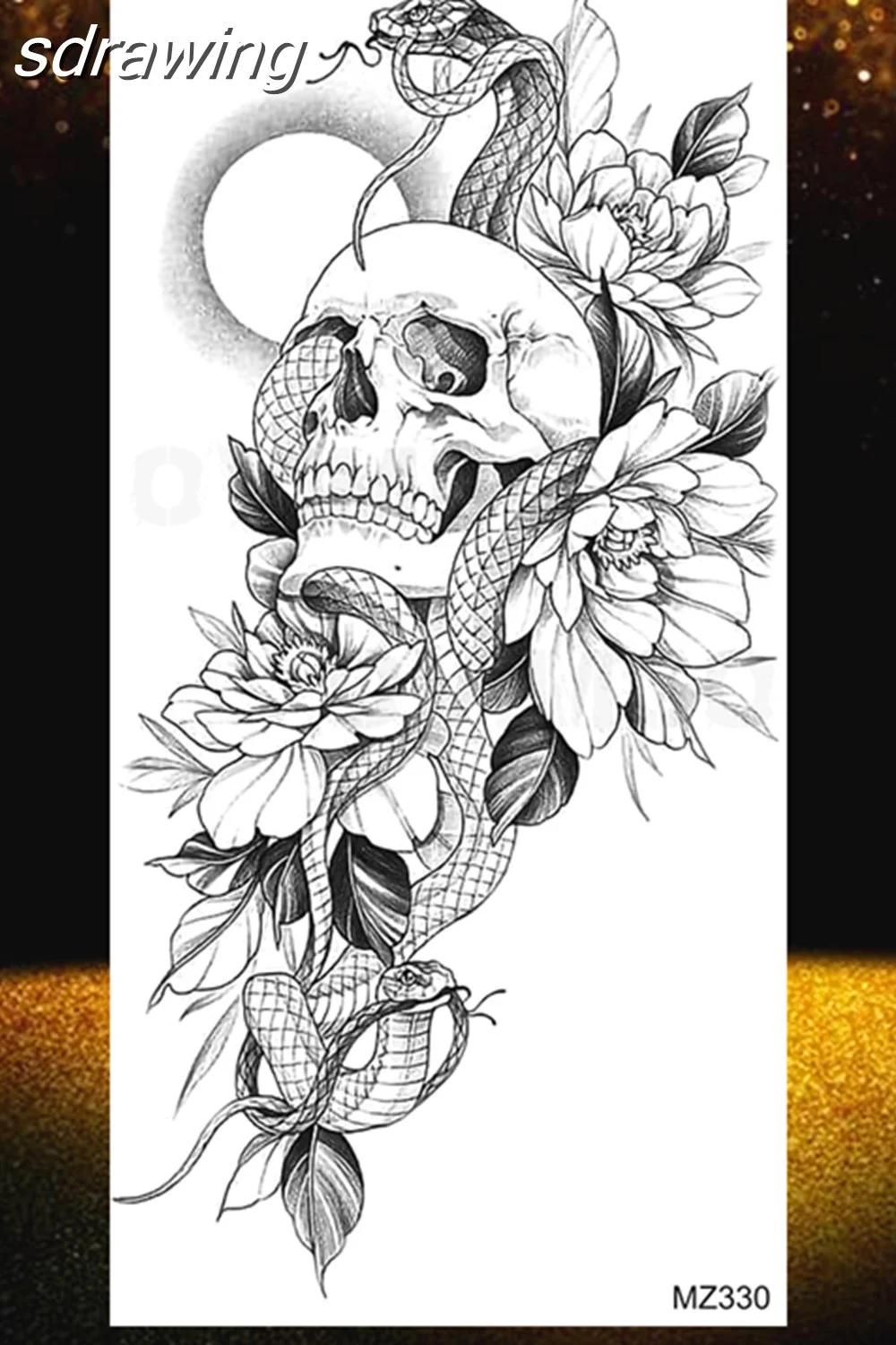  Black Rose Flower Temporary Tattoos Fake Waterproof Tatoo Body Art Arm Leg Floral Peony Bloosom Tattoo Stickers Makeup 928-0