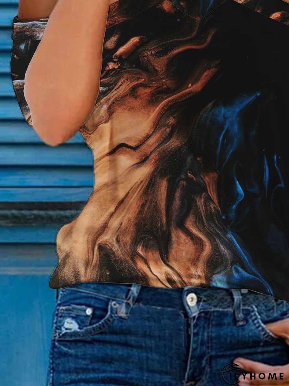 Short Sleeve Casual Printed Abstract T-shirt | IFYHOME