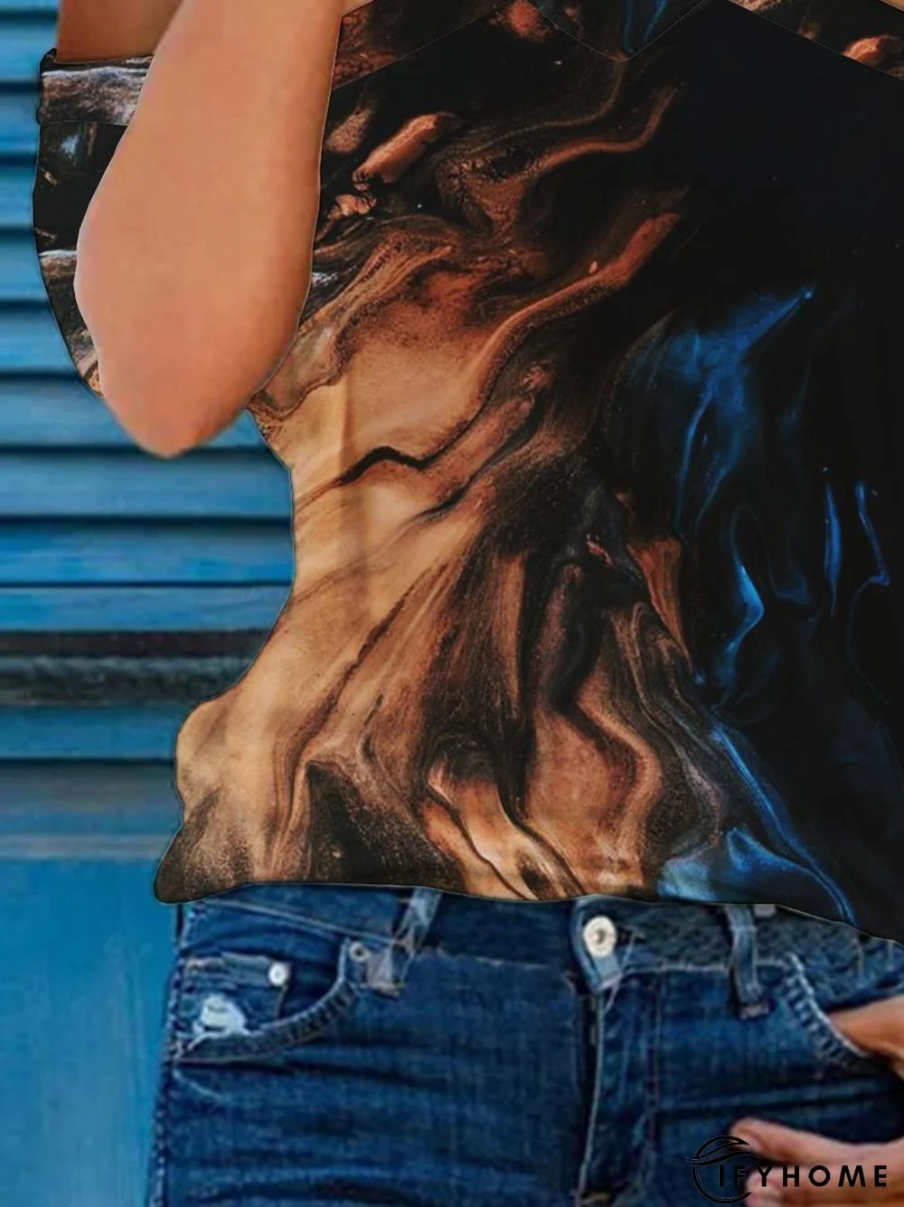 Short Sleeve Casual Printed Abstract T-shirt | IFYHOME