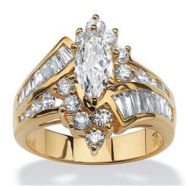 YOY-Classic Luxury Oval White CZ Gold Ring