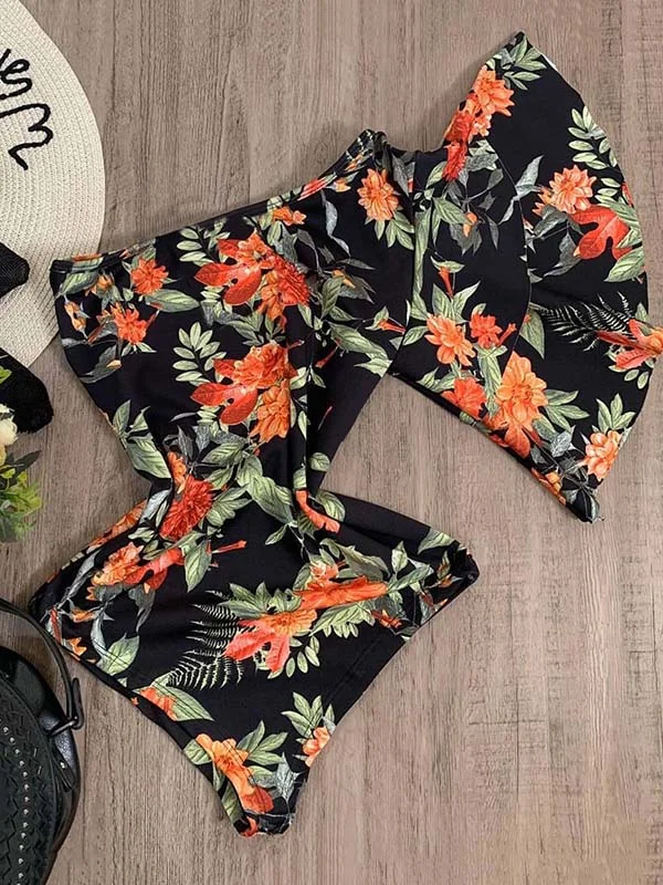 One-Shoulder Floral One-Piece Swimsuit