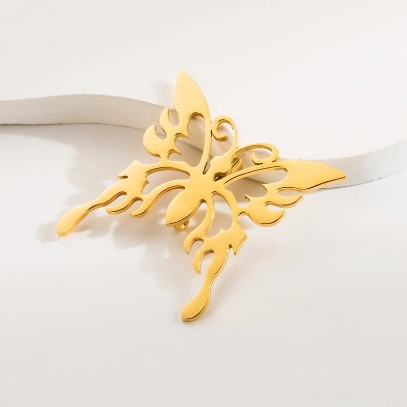 Vintage Style Animal Feather Flower 304 Stainless Steel Polishing Plating Unisex Brooches 1 Piece