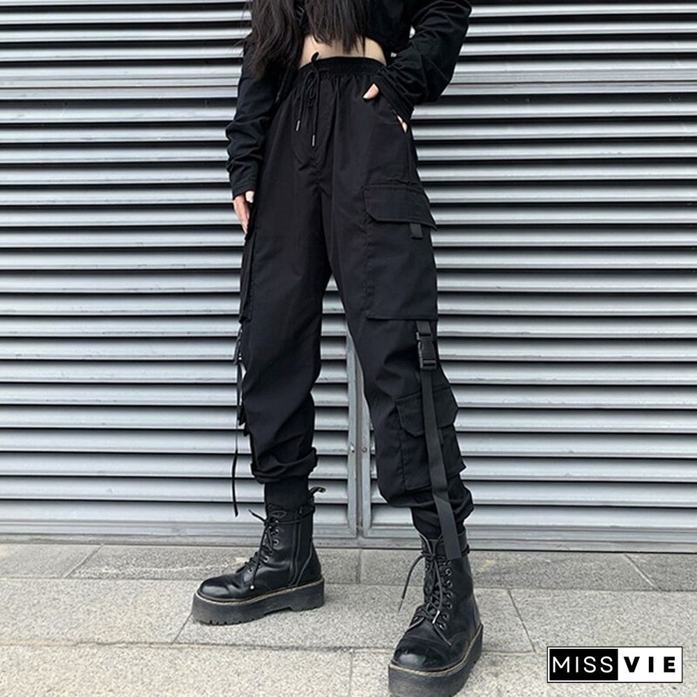 Spring Summer Fashion Cargo Pants Women Pockets Jogger Trousers Harajuku Casual Slim High Waist Streetwear Lady Pants New