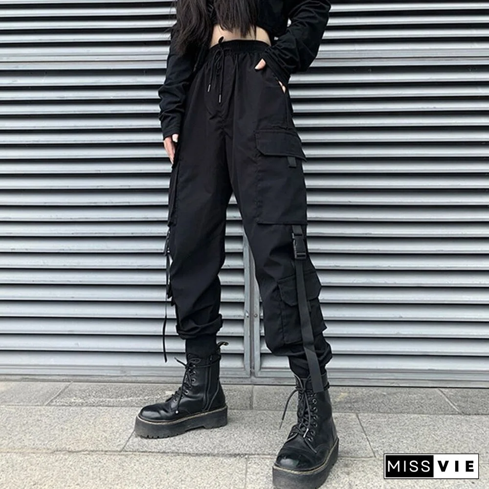 Spring Summer Fashion Cargo Pants Women Pockets Jogger Trousers Harajuku Casual Slim High Waist Streetwear Lady Pants New