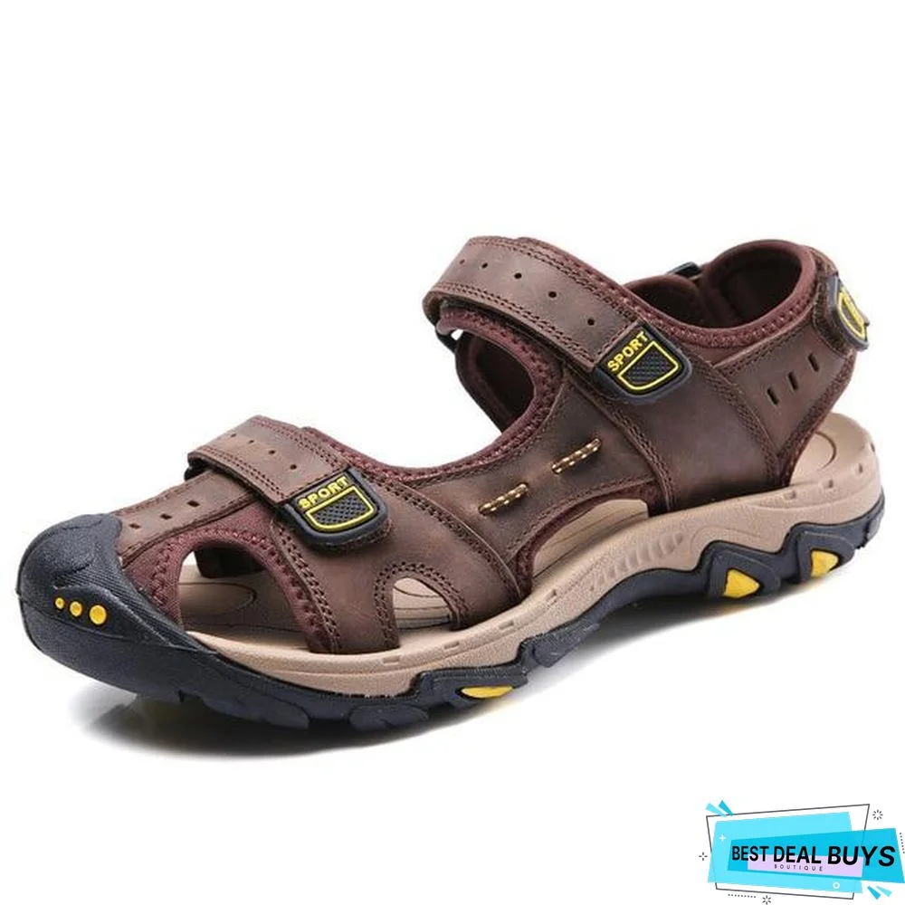 Men Genuine Leather Sandals Beach Outdoor Sandals