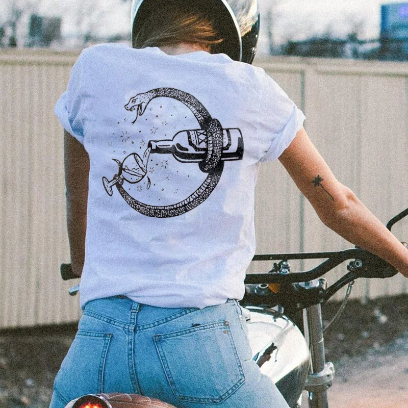Skull snake print short-sleeved T-shirt designer - Krazyskull
