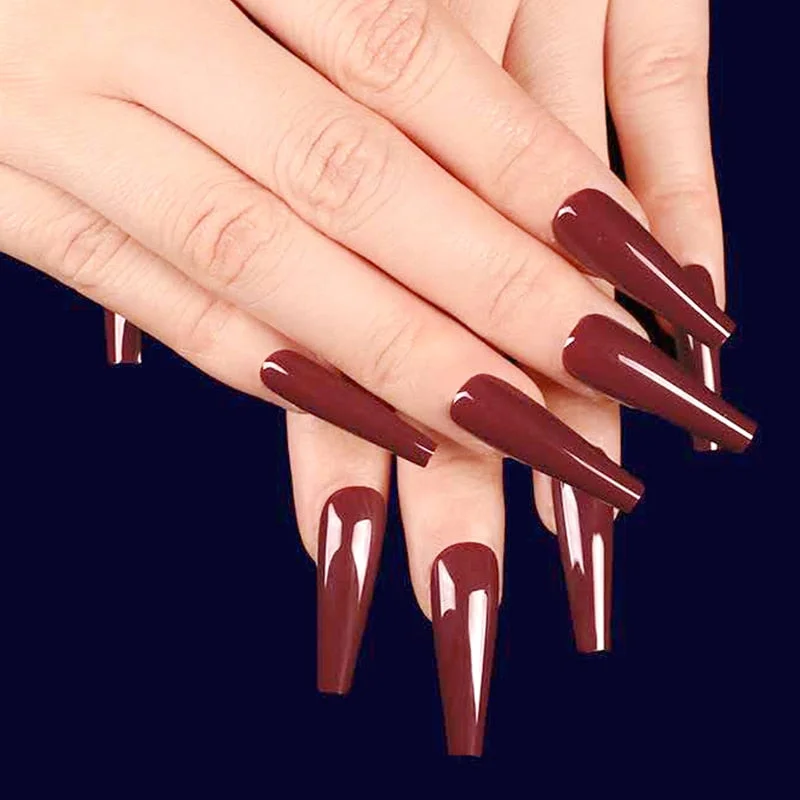 24Pcs Shiny Nude Long Artificial Fake Nails For Design Ballerina Stiletto False Nails DIY Full Cover Finger Tips Manicure Tools-Nail Inspo