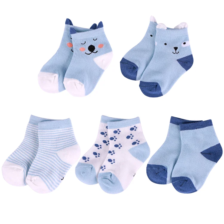 17"- 22" Blue Puppy Socks 5 Pieces Clothing Accessory Set for Reborn Baby Doll🐕 Rebornartdoll® RSAW-Rebornartdoll®