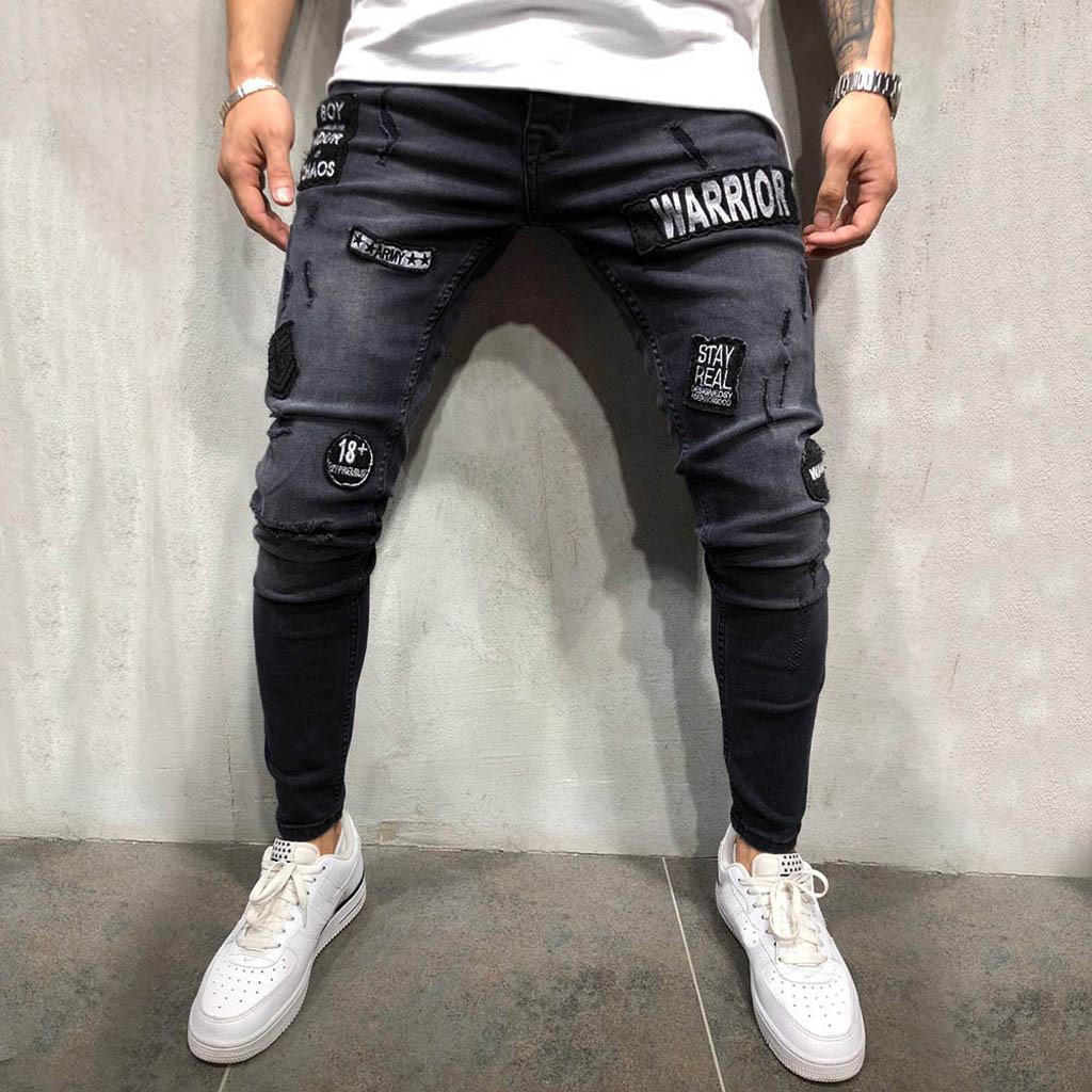 Mens, Stretch, Denim, Pant, Distressed, Ripped, Freyed, Slim Fit, Pocket, Jeans, Trousers