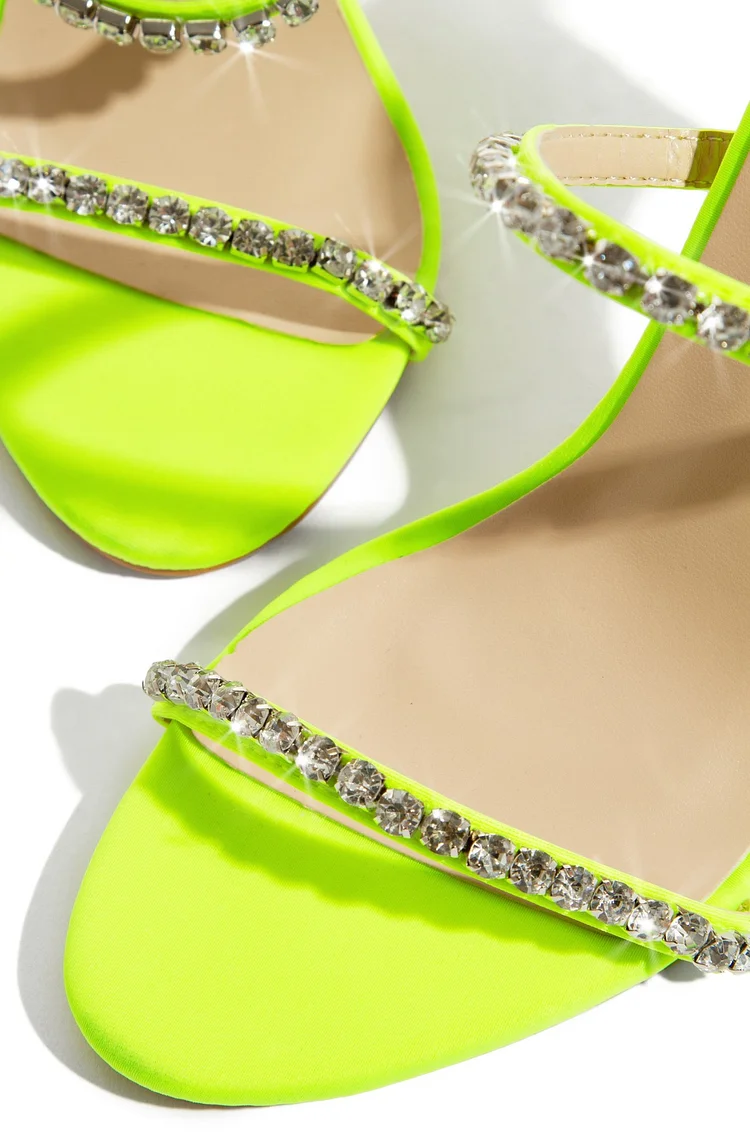 Schutz Yvi Neon Yellow Strappy Sandal Heel | Sandals heels, Heels, Strappy  sandals heels