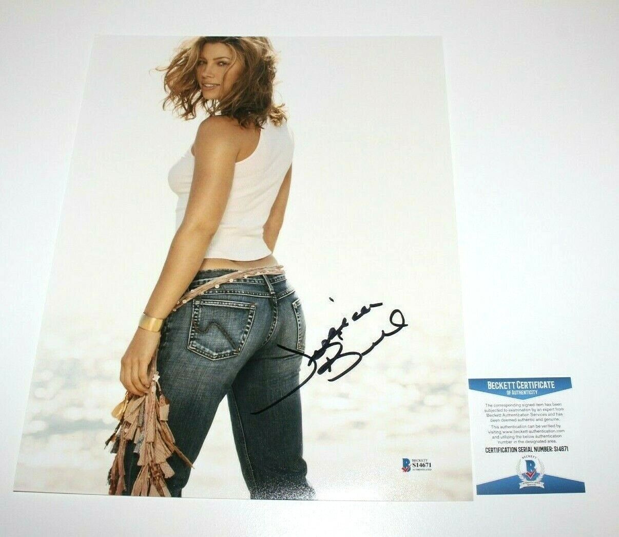 SEXY ACTRESS JESSICA BIEL TIMBERLAKE HAND SIGNED 11x14 Photo Poster painting BECKETT BAS COA