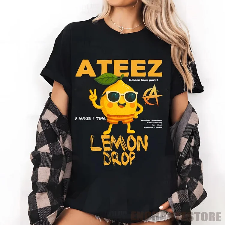 Ateez Golden Hour Part. 3 Lemon Drop Cute Cartoon T-Shirt