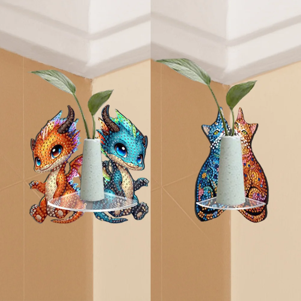 2pcs 2D Flat DIY Diamond Art Pendant DIY Home Decor Hanging Charm Decor (Kitten)