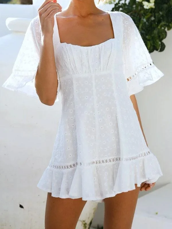 Floral printed white playsuit