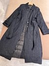 Women's Mid-Length Denim Trench Coat Autumn Winter Beaded Long Sleeve Turn-down Collar Single Breasted Loose Down Jacket