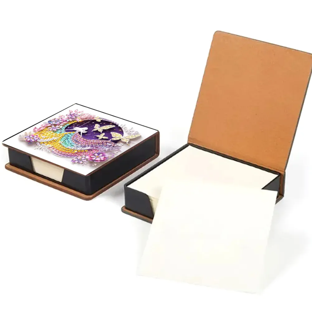 PU Girl Diamond Painting Notecard Box Rhinestones Post It Dispenser