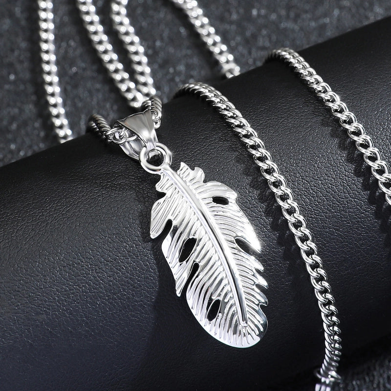 Casual Hip-Hop Feather Alloy Polishing Unisex Pendant Necklace