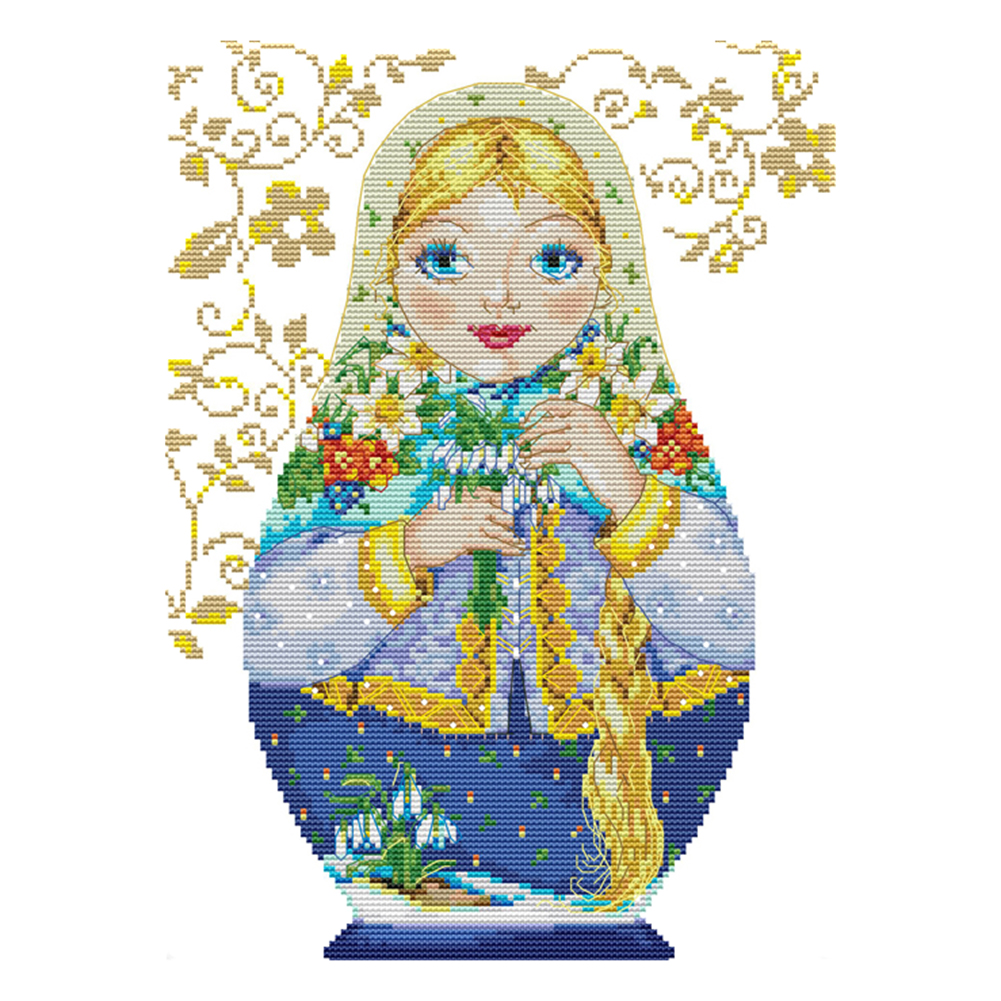 

Russian Doll - 14CT Stamped Cross Stitch - 29*36CM, 501 Original