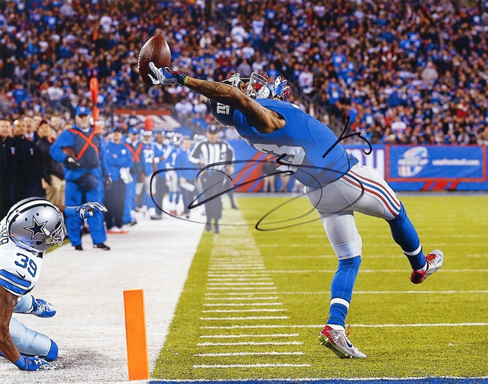 ~~ ODELL BECKHAM JR. Authentic Hand-Signed CATCH ~ New York Giants