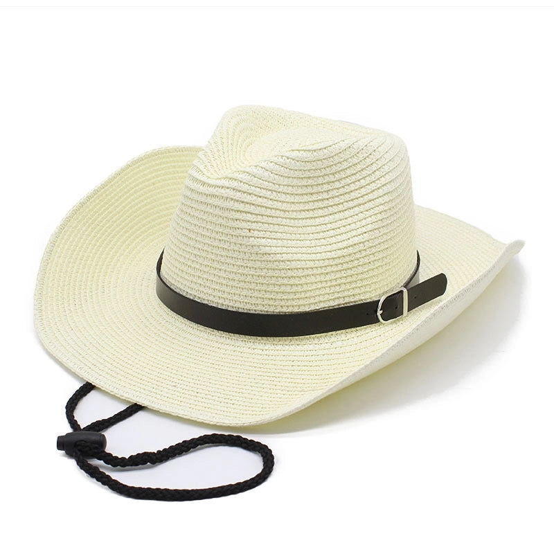 Fashion Men’s Western Cowboy Hat Outdoor Mountaineering Sun Protection Big Brim Hat Summer Jazz Top Hat Straw Hat