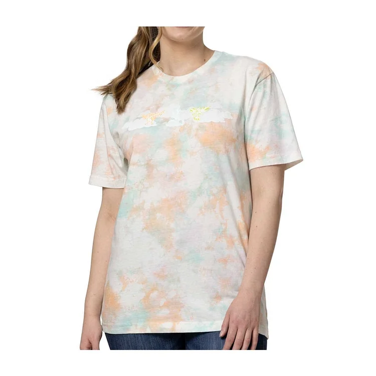 Articuno, Zapdos & Moltres Pokémon Take Flight Pink, Yellow & Blue Tie-Dye Relaxed Fit Crew Neck T-Shirt - Adult