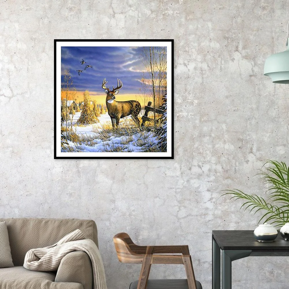 Diamond Painting - Full Round Drill - Snow Deer(30*30cm)