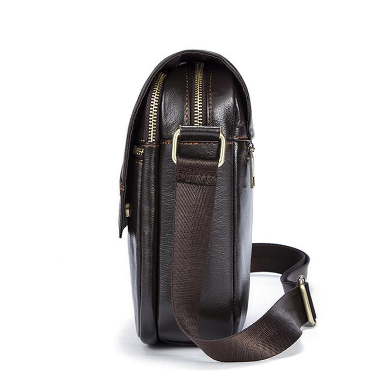 Casual Soft Leather Flip Zipper Shoulder Bag Crossbody Packs