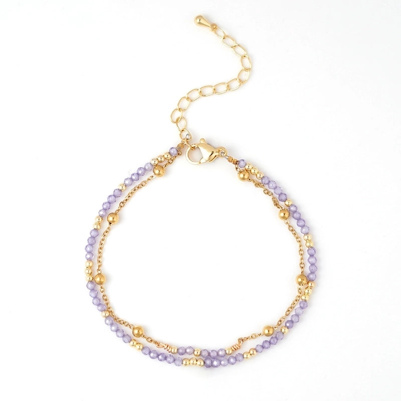 Elegant Geometric 304 Stainless Steel Semi-precious Stone Bracelets In Bulk