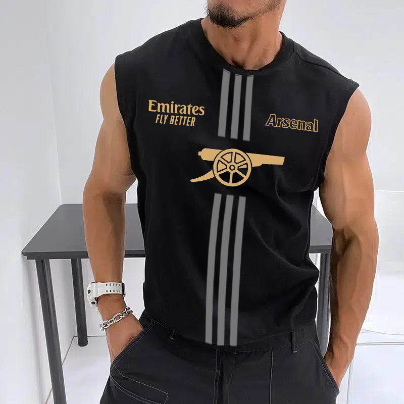 Men's Football Team Logo Print Jersey Casual Fitness Sleeveless Vest / TECHWEAR CLUB / Techwear