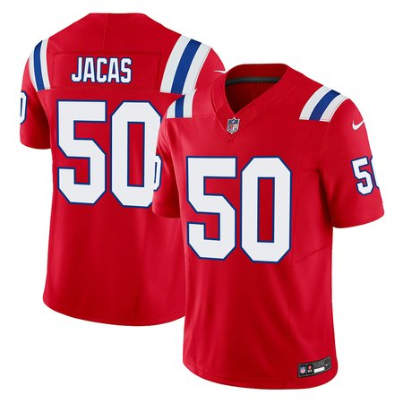 Men's New England Patriots #50 Gabe Jacas Red 2026 NFL Draft Vapor F.U.S.E. Limited Jersey