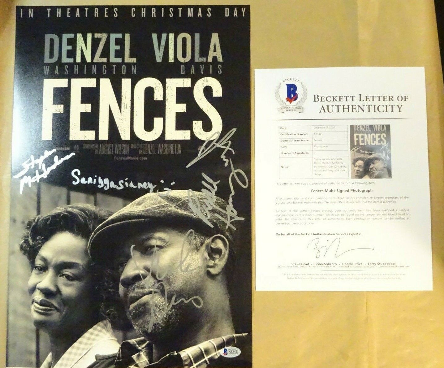 Signed FENCES Autographed By 5 12x18