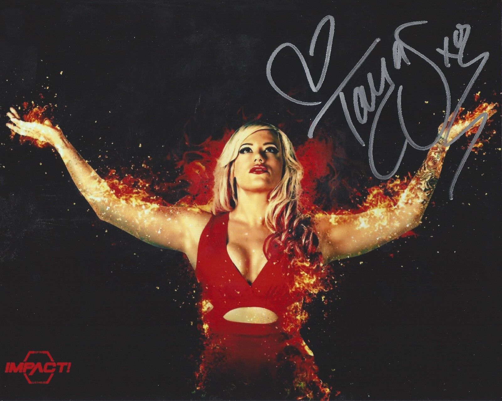 Taya Valkyrie autographed 8x10Lucha TNA Sexy Impact Fire #17