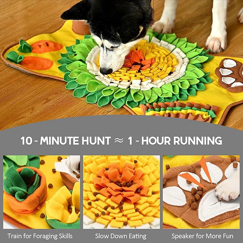 Tegooe Interactive Dog Snuffle Mat for Foraging and Slow Feeding Training - Fleece Puzzle Toy with Anti-Slip Base