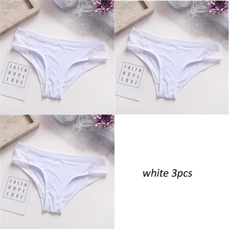 3PCS/Set Lot panties for Women Comfortable Smooth Underwear Soft Intimates Lingerie Girls Briefs Solid Color Fashion Underpants