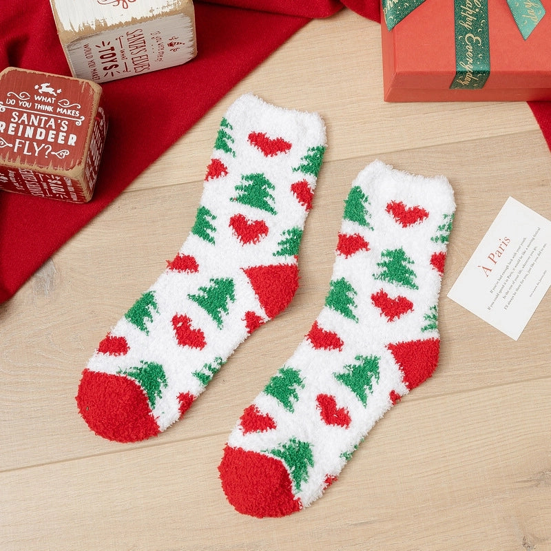 Christmas Socks Women’s Coral Fleece Socks Women’s Carpet Velvet Socks Winter Thickened Floor Sleeping Plush Socks