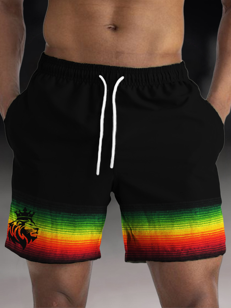 Men's Lion King Rasta Hem Drawstring Shorts wearshes