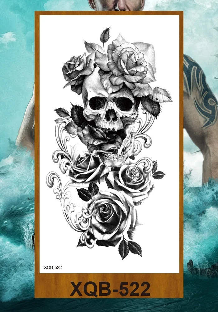 Hot Sale Temporary Tattoos Stickers Night Demon Sword Snake Men Women Girl Flower Arm Body Leg Chest Fake Tatoo Waterproof DIY