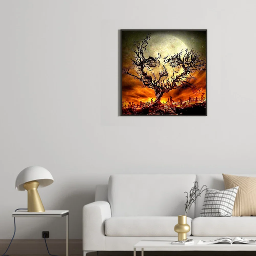 11CT Full Stamped Cross Stitch - Halloween Skeleton Head(Canvas|40*40CM)