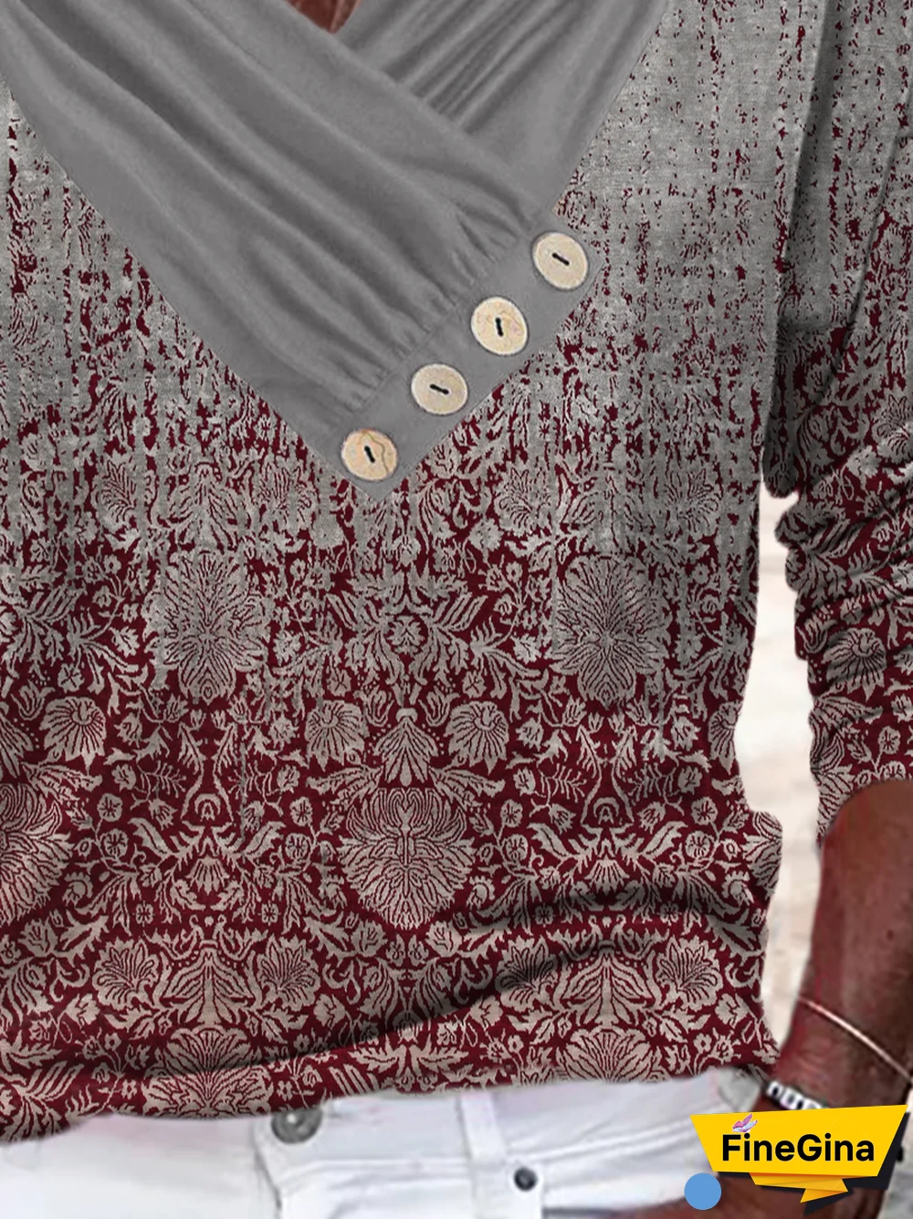 Abstract Printed Long Sleeve Casual Tops