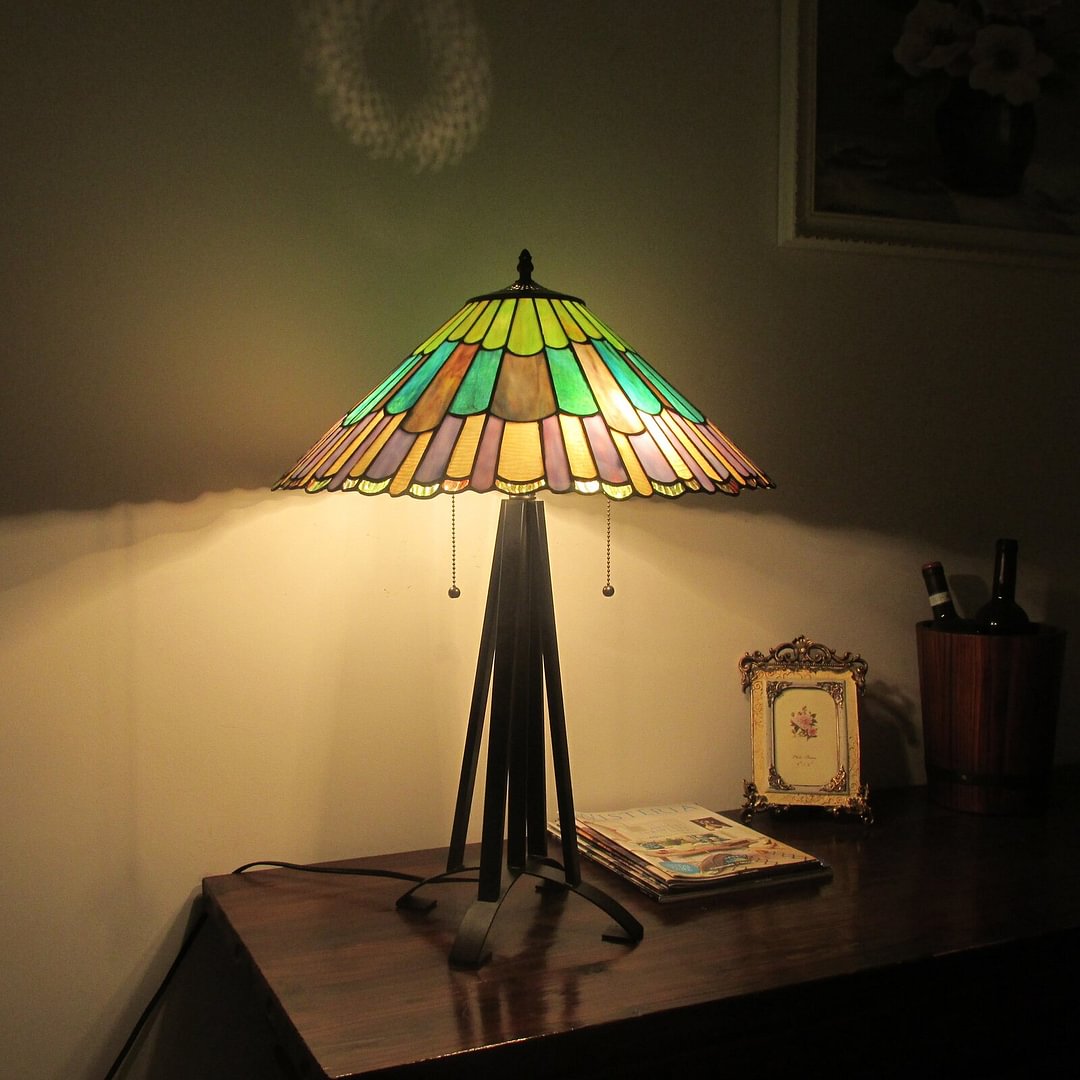 Tanner Tiffany 3 Light Geometric 26" Table Lamp