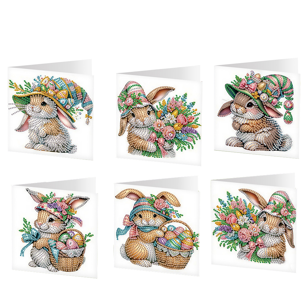6pcs Easter Diamond Painting Greeting Cards DIY Handmade Arts Crafts for Easter