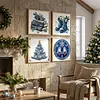 Christmas Full 14CT 2 Strands DIY Stamped Needlework Embroidery Kit 11.81x11.81inch Embroidery Needlepoint Starter Kits Cross Stitch Art and Crafts Kits for Beginners Adults Home Decor