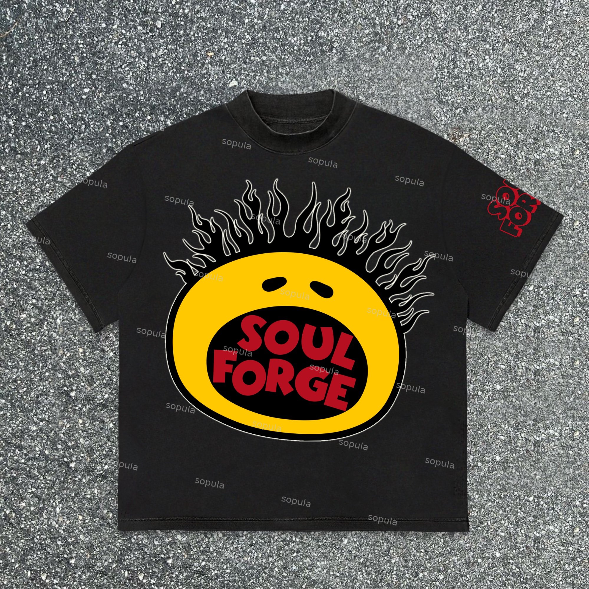 Sopula Cartoon Avatar Soulforge Printed Graphics Cotton T-Shirt