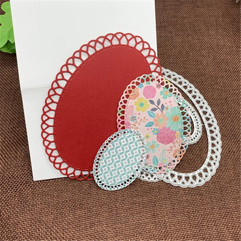 Oval scallop frame 3 metal cutting dies / set, DIY scrapbook photo album paper card decoration crafts embossing die cutting