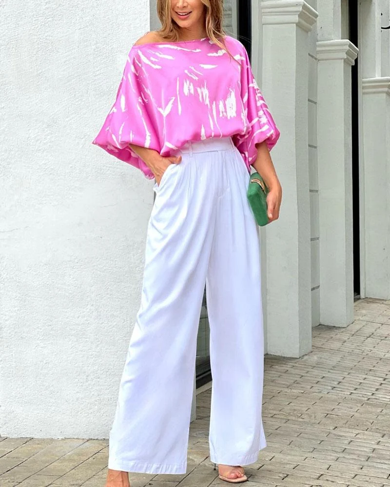 Loose T-shirt Solid Pants Set