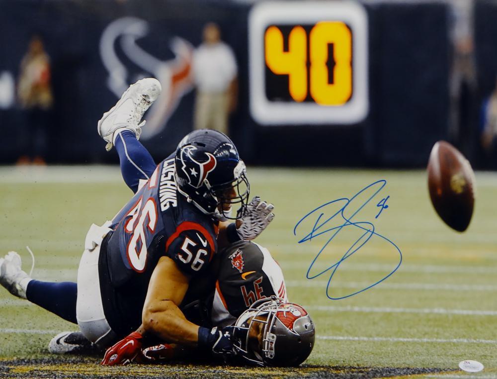 Brian Cushing Autographed Texans 16x20 Against Tampa Photo Poster painting- JSA W Authenticated