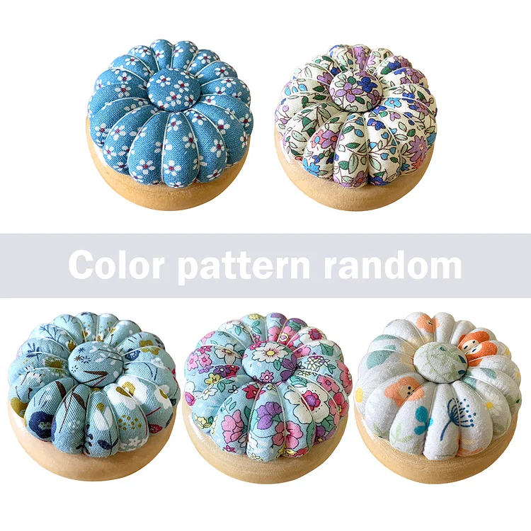 Pumpkin Shaped Random Pattern Pin Cushion Holder