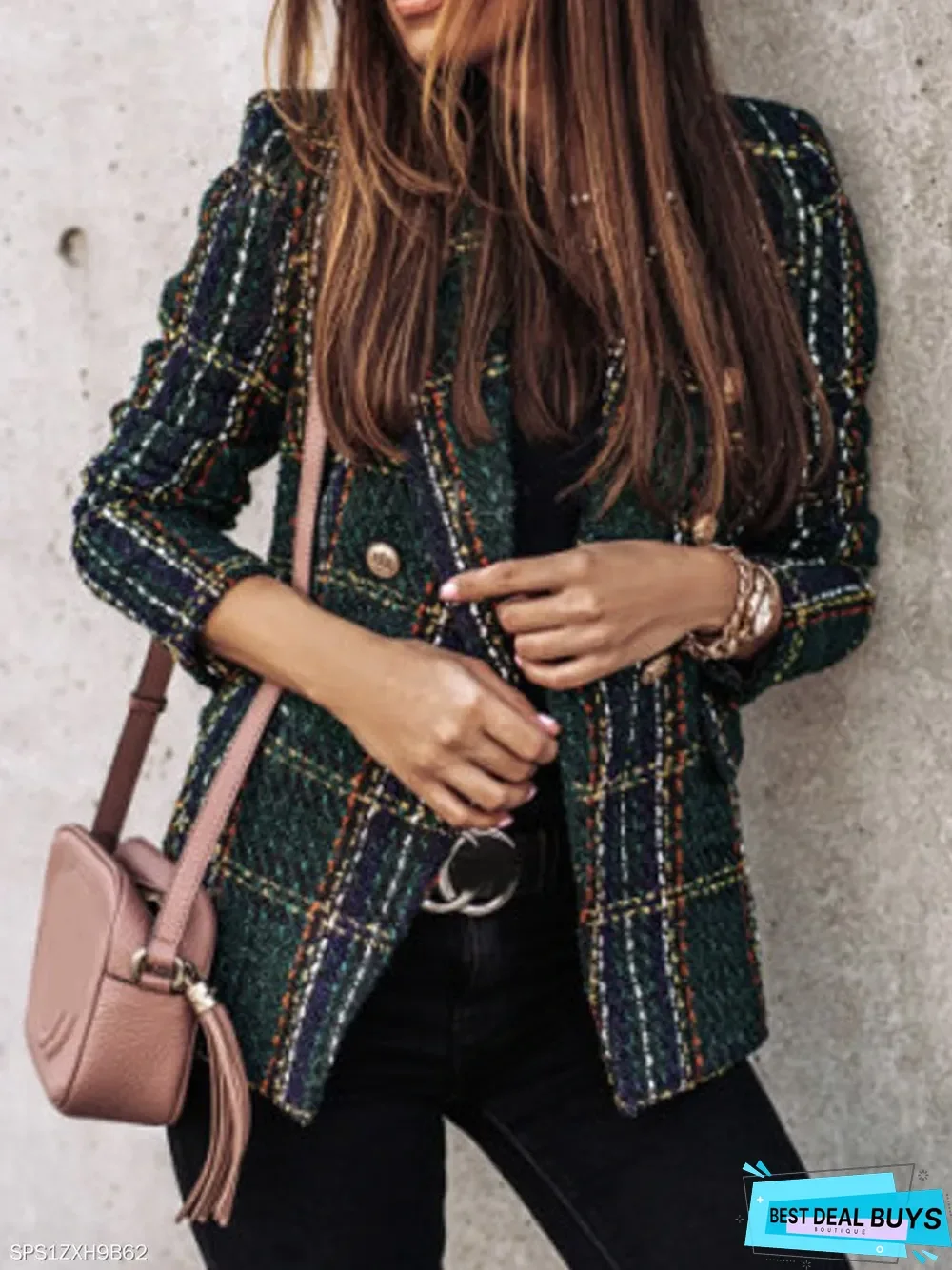 Retro Ancient European Beauty Slim-fit Plaid Long-sleeved Small Suit