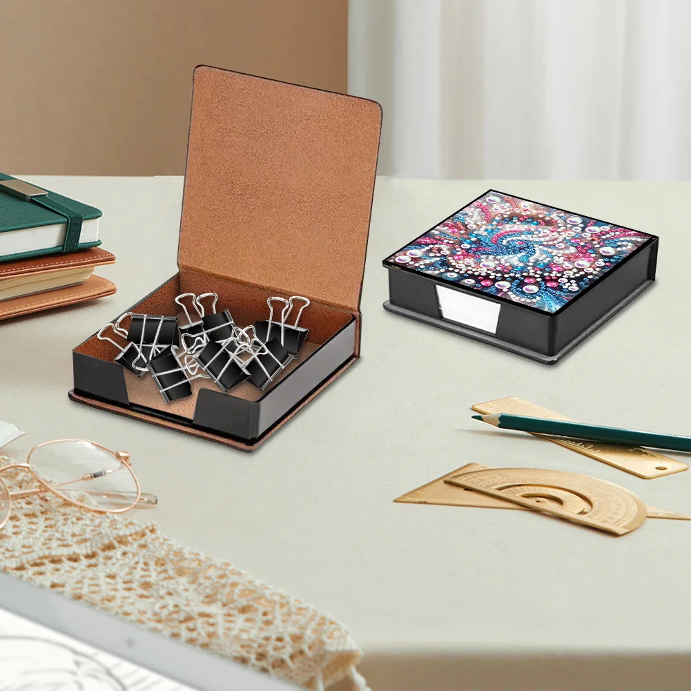 PU Pattern Diamond Painting Notecard Box with Papersfor DIY Art Craft
